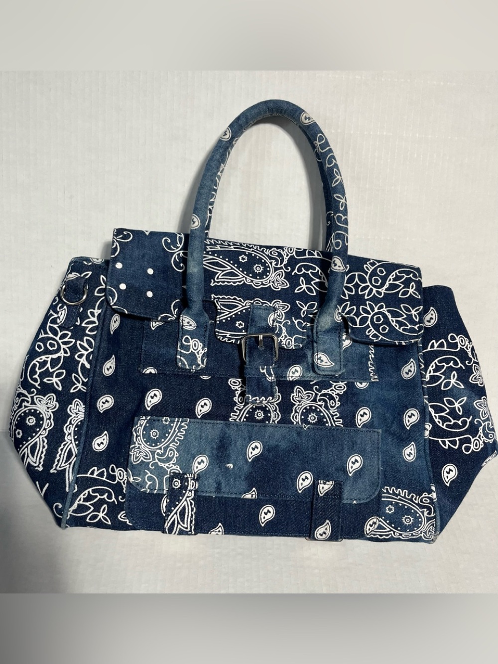 Cato Navy Blue Bandana-Print Tote